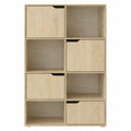 Étagère de Rangement en Chêne Clair avec 8 Cubes et 4 Portes
