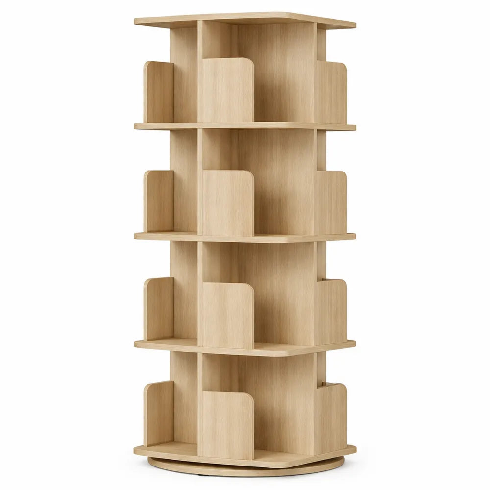 Étagère d'angle rotative à plusieurs niveaux en bois clair