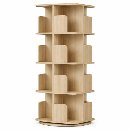 Étagère d'angle rotative à plusieurs niveaux en bois clair
