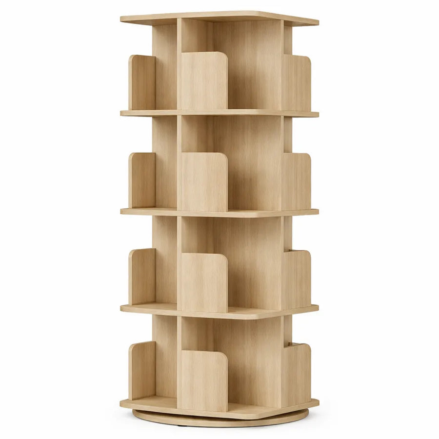 Étagère d'angle rotative à plusieurs niveaux en bois clair
