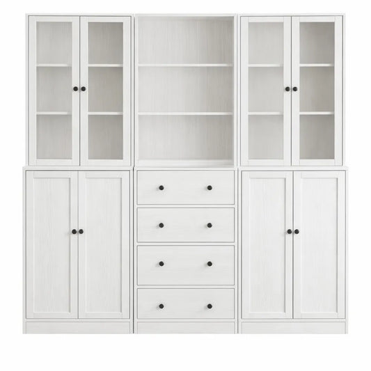 Armoire en verre haute avec étagères à 6 niveaux et portes