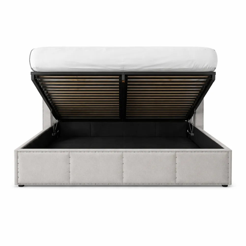 Lit double adulte confort 160 x 200 cm avec sommier et rangement hydraulique