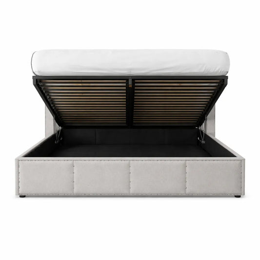 Lit double adulte confort 160 x 200 cm avec sommier et rangement hydraulique