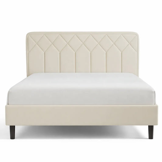 Lit double 140x190 cm avec tête réglable et lattes en bois