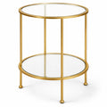 Table d'appoint en verre trempé et métal, style Art déco, Ø 38 cm