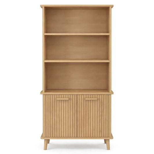Étagère de bibliothèque 4 niveaux avec placard en chêne