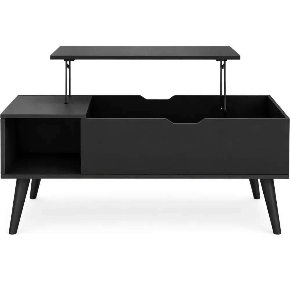 Table basse multifonction avec rangement intégré et compartiment ouvert, noir