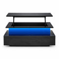 Table de Salon Relevable avec Éclairage LED et Tiroirs