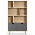 Étagère de Rangement Moderne avec Portes et Étagères en Bois Naturel